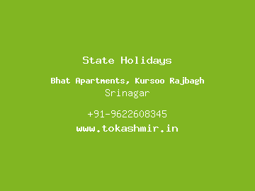 State Holidays, Srinagar